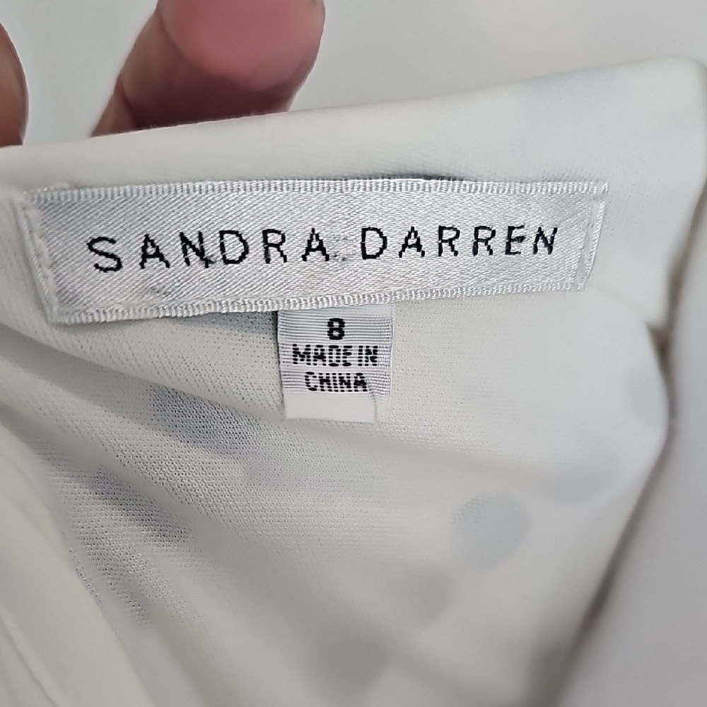 Sandra Darren Chevron Dot Dress in Black, White, and Light Blue Size 8 - Picture 2 of 10